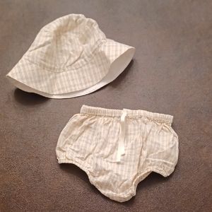 Jamie Kay Baby Plaid Cream Kids Hat and Shorts Set 6m